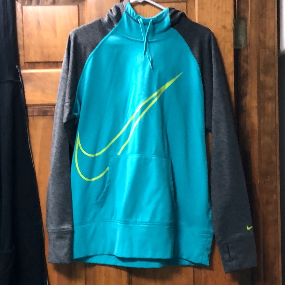 Teal and Gray Nike Therma fit hoodie XL